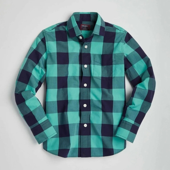 UNTUCKit Green Navy Buffalo Check Long Sleeve Button-Up Shirt Plaid Family Photo - Picture 2 of 6